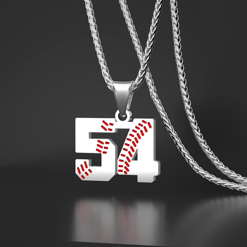 Wikavanli Personalized Baseball Jersey Number 00-99 Necklace - Stainless Steel Baseball Chain Pendant Necklace - Team Jewelry Gift for Boys, Girls, Men, Women - Image 2